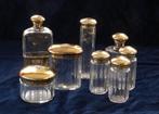 8 antieke kristallen flacons met verguld zilveren deksels, Antiek en Kunst, Ophalen
