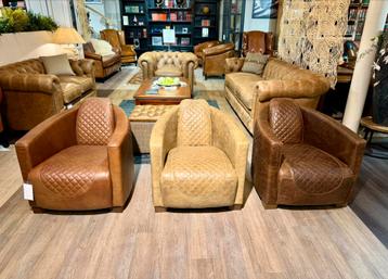NIEUW: Diverse Aviator fauteuils Cognac zetels chesterfield beschikbaar voor biedingen