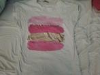T-shirt met roze strepen, maat s/m, Kleding | Dames, T-shirts, Verzenden, Wit, Zo goed als nieuw, Korte mouw