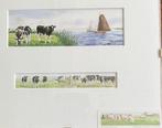 Kleine prenten van koeien aquarellen, Antiek en Kunst, Ophalen of Verzenden