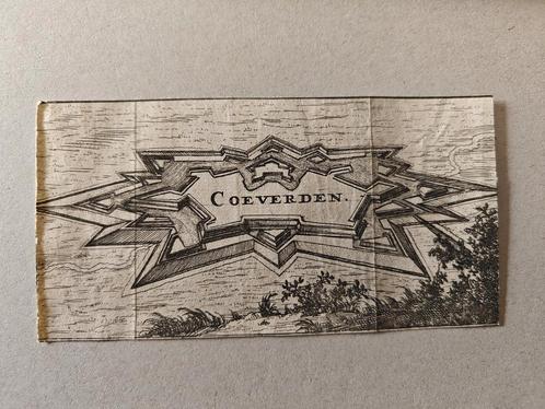 Zeldzame mini gravure Coevorden - authentiek 340 jr oud!, Antiek en Kunst, Kunst | Etsen en Gravures, Ophalen of Verzenden