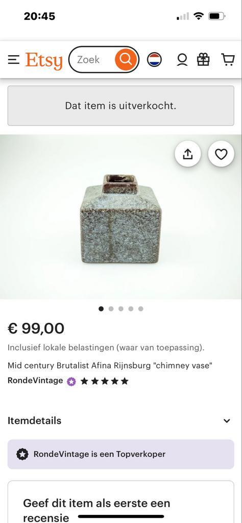 Mid Century Vaasje - afina rijnsburg, Huis en Inrichting, Woonaccessoires | Vazen, Gebruikt, Overige kleuren, Minder dan 50 cm