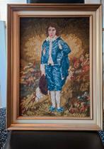 Geborduurd schilderij. Man in blauw pak., Antiek en Kunst, Kunst | Schilderijen | Klassiek, Ophalen of Verzenden