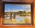 SCHILDERIJ — KANAAL HERFST 1994-—ANNIE KERKHOFS V.D.OUWELAND, Antiek en Kunst, Kunst | Schilderijen | Klassiek, Ophalen of Verzenden