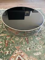 Moderne glazen salontafel met metalen frame, Rond, Minder dan 50 cm, 50 tot 100 cm, Ophalen of Verzenden