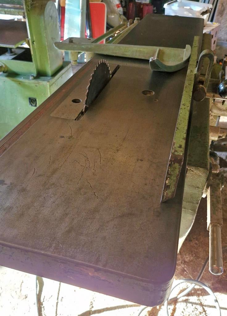 Zaag/ vlakbank, houtbewerkingsmachine + afzuiginstallatie, Doe-het-zelf en Verbouw, Gereedschap | Zaagmachines, Ophalen, Gebruikt