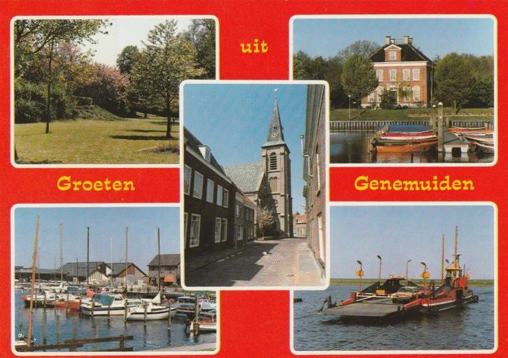 GENEMUIDEN Park Haven Kerk Veerpont Groeten, Verzamelen, Ansichtkaarten | Nederland, Ongelopen, Overijssel, 1980 tot heden, Verzenden