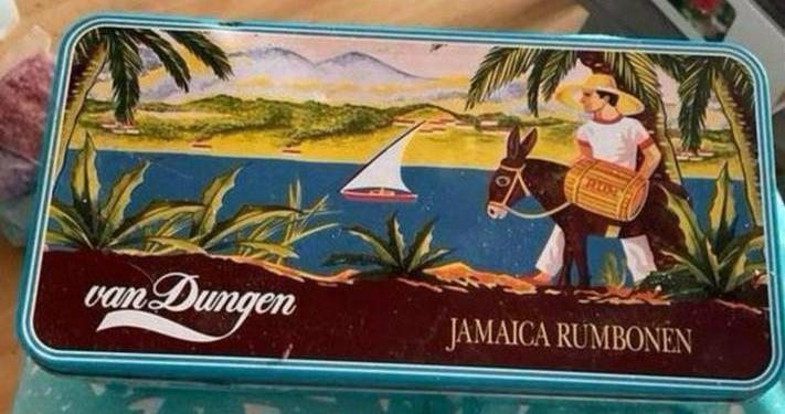 Van Dungen Jamaica Rumbonen Blik, Verzamelen, Blikken, Gebruikt, Koek(jes), Overige merken, Ophalen of Verzenden