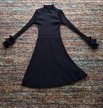 Zwarte wollen jurk in Wednesday style van by clara maat S/M, Knielengte, Ophalen of Verzenden, Zo goed als nieuw, Maat 36 (S)