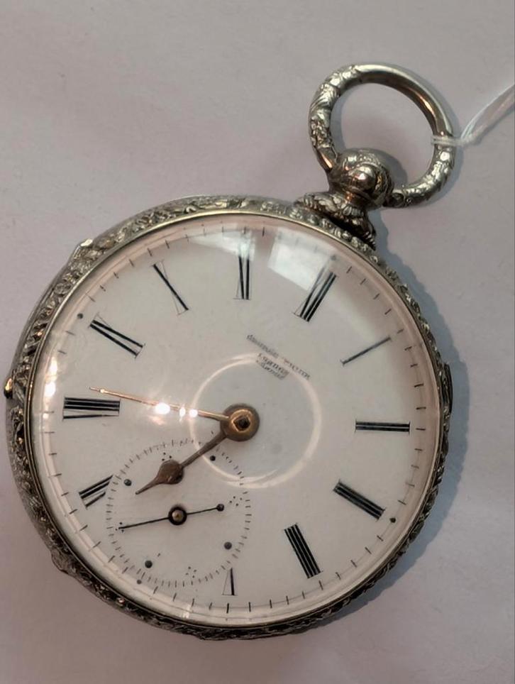 Antiek spillegang horloge €250. Loopt, Sieraden, Tassen en Uiterlijk, Horloges | Antiek, Zakhorloge, Overige merken, Zilver, Voor 1900