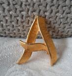 Broche letter A. Verguld., Ophalen of Verzenden, Zo goed als nieuw, Goud, Overige materialen