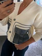 Moda Italia, super leuk en apart vest met jeans accenten, TU, Maat 38/40 (M), Moda Italia, Wit, Nieuw
