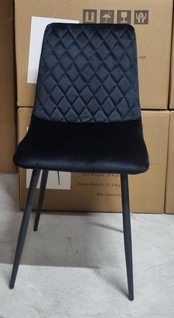 Nieuw! Zwarte Velvet Eetkamerstoelen, Huis en Inrichting, Stoelen, Nieuw, Vijf, Zes of meer stoelen, Hout, Metaal, Stof, Zwart