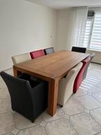 Grote licht eiken eettafel met 8 stoelen., Huis en Inrichting, Tafels | Eettafels, 200 cm of meer, 100 tot 150 cm, Gebruikt, Rechthoekig