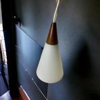 Vintage luster met hout accent, Antiek en Kunst, Antiek | Lampen, Ophalen