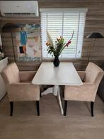 Witte eettafel en 2 stoelen, Ophalen, 200 cm of meer, 50 tot 100 cm, Zo goed als nieuw