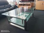 Salontafel van geslepen glas, Huis en Inrichting, Tafels | Salontafels, Ophalen, Gebruikt, 100 tot 150 cm, 50 tot 100 cm