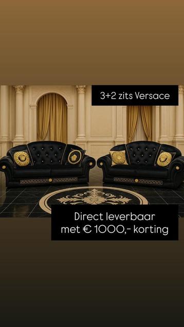 3+2 zits luxe Versace bank Zwart Goud velvet stof NIEUW beschikbaar voor biedingen