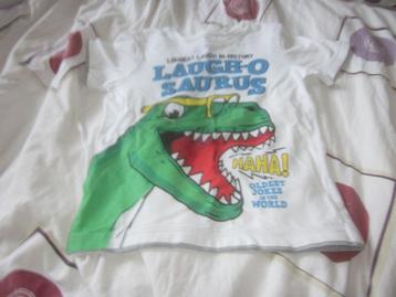 Leuk wit/groen ea shirtje Laugh-O-Saurus Palomino/C&A mt 116 beschikbaar voor biedingen