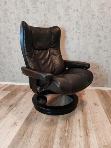 Zwart leren Stressless design relax fauteuil  beschikbaar voor biedingen