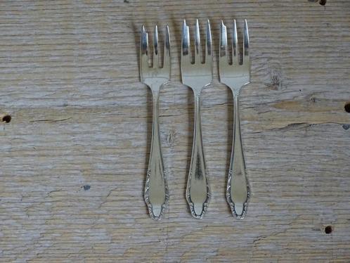 3x Taartvorkje, Sola 1980, Verzilverd 90, gaaf, Antiek en Kunst, Antiek | Bestek, Ophalen of Verzenden