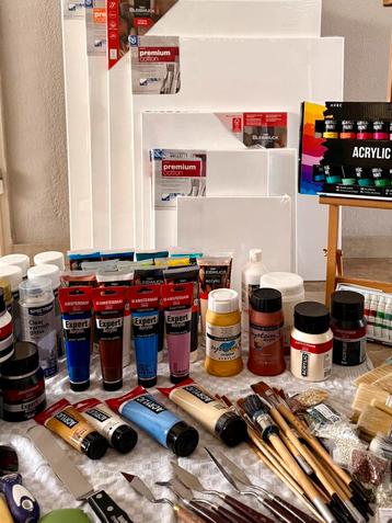 Nieuw Groot Schilderspakket - Acrylverf, Doeken, Penselen beschikbaar voor biedingen