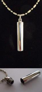 Urn Ketting- Crematie As Ketting- Koker Stainless Steel- Nie, Nieuw, Ophalen of Verzenden, Zilver, Overige materialen