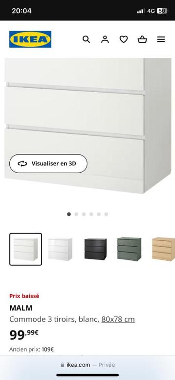 Chest 3 drawers Malm