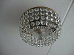 Messing plafonnière behangen met kristal glas, Antiek en Kunst, Antiek | Lampen, Verzenden