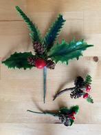 3 Vintage takjes Kerst groen bes hulst paddenstoel, Ophalen of Verzenden, Zo goed als nieuw