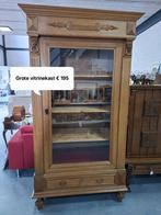 Kast | Grote naturel eiken vitrinekast | 216 x 120 x 70 cm, Ophalen, 100 tot 150 cm, 200 cm of meer, Eikenhout