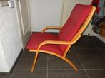 vintage fauteuil Stouby model 101 rood wol zeer goede staat, Huis en Inrichting, Fauteuils, Ophalen, Hout, Minder dan 75 cm, 50 tot 75 cm