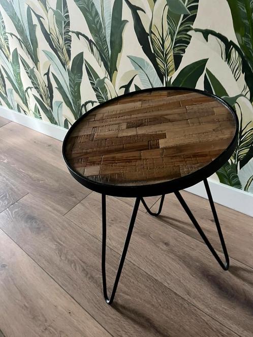 LOODS5 schroothout bijzettafel 40x40x40 nieuwstaat, Huis en Inrichting, Tafels | Bijzettafels, Nieuw, Rond, Minder dan 45 cm, Minder dan 55 cm