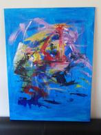 Abstact schilderij uit eigen atelier. Beweging. Helderblauw., Nieuw, Schilderij, Ophalen of Verzenden, 50 tot 75 cm