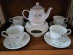 Vintage wit Theeservies met bloem -Sadler Wellington England, Antiek en Kunst, Antiek | Servies compleet, Ophalen of Verzenden