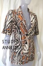 STUDIO ANNELOES 🌸travelstof blazer korte mouw mt M, Kleding | Dames, Maat 38/40 (M), Studio Anneloes, Verzenden, Oranje