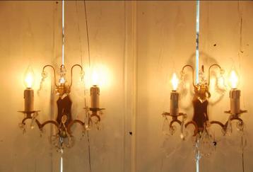 Set van 2 mooie wandlampjes met romantisch kristallen beschikbaar voor biedingen