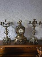 Antiek Bronzen Klokkenset met Kandelaars, Antiek en Kunst, Antiek | Klokken, Ophalen