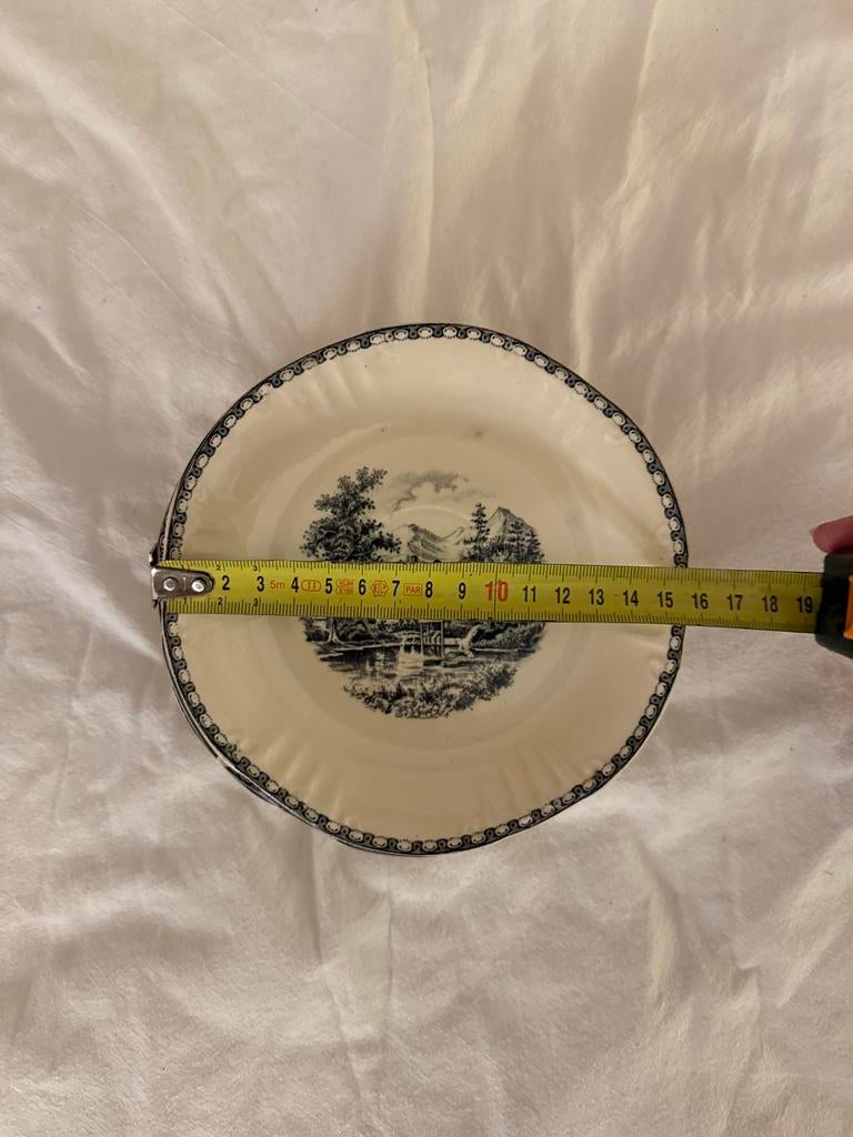 7 Societe Ceramique Maastricht Bordjes - Landschap, Antiek en Kunst, Antiek | Servies los, Ophalen of Verzenden