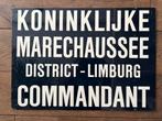 Oud metalen bord KMAR district Limburg Marechaussee, Ophalen of Verzenden, Landmacht, Duitsland