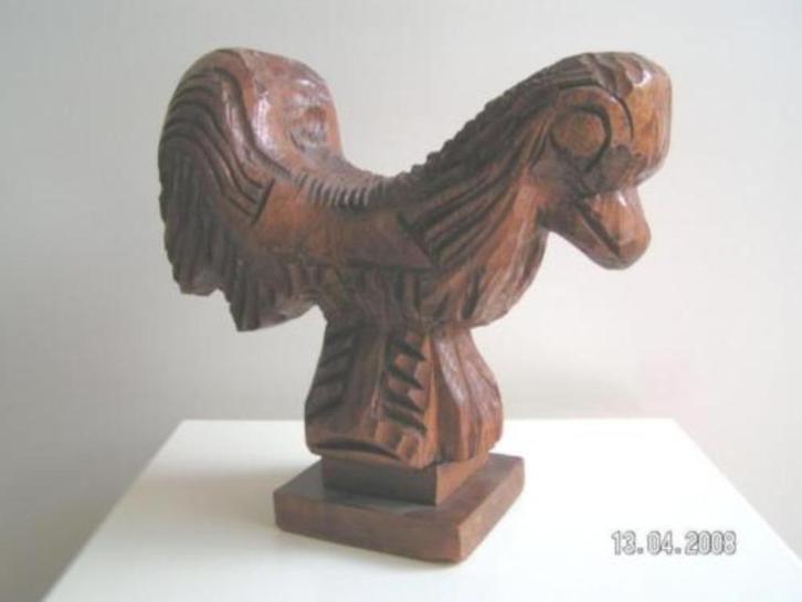 Hubert bekman "HAAN" sculptuur van berkenhout uit 1968, Antiek en Kunst, Kunst | Beelden en Houtsnijwerken, Ophalen of Verzenden