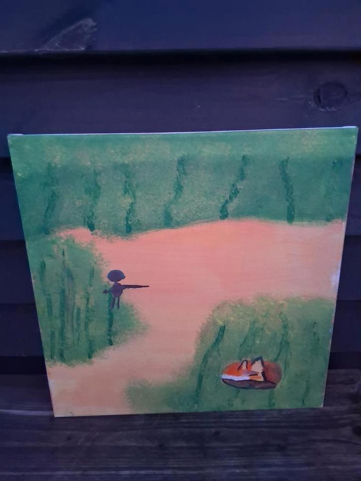 Schilderij: Jager en Vos, Antiek en Kunst, Kunst | Schilderijen | Abstract, Ophalen of Verzenden