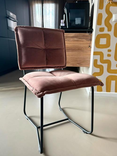 6 eetkamerstoelen (oud)roze velvet, Huis en Inrichting, Stoelen, Zo goed als nieuw, Vijf, Zes of meer stoelen, Stof, Ophalen