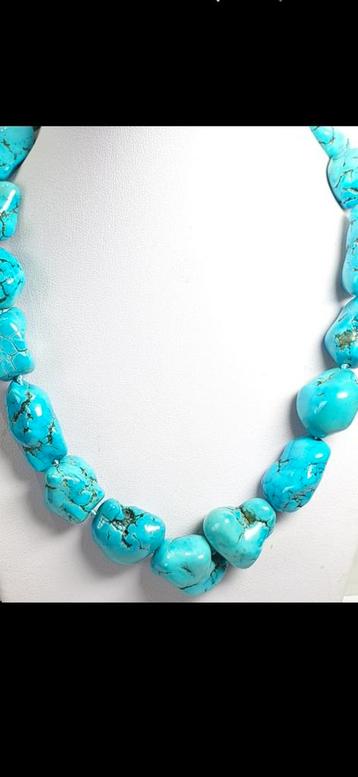 Prachtig handgesponnen Turkuooise ketting. beschikbaar voor biedingen