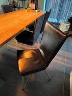 Eetkamerstoelen zwart leer design, Huis en Inrichting, Stoelen, Ophalen, Zo goed als nieuw, Zwart, Vier