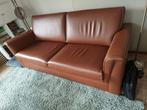 Mooie degelijke cognac leren bank, Huis en Inrichting, Ophalen, Gebruikt, Degelijke stevige bank, Minder dan 75 cm