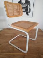 4x Thonet Breuer Cesca buisframe stoel wit rotan webbing, Vintage Bauhaus Design, Riet of Rotan, Vier, Gebruikt