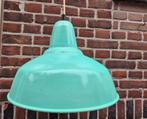 Turquoise industriële metalen vintage lamp, Gebruikt, Ophalen of Verzenden, Mid-century, Metaal