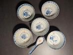5 Chinese kommen & lepel met rijst-ajour motief, Ophalen