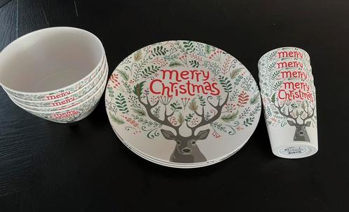 Kerstservies melamine kunststof herbruikbaar 12-delig, Diversen, Kerst, Nieuw, Ophalen of Verzenden
